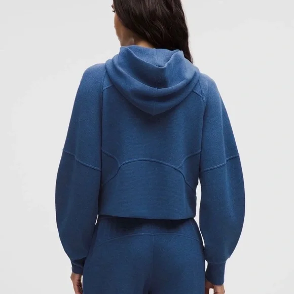 NWT Lululemon Scuba Oversized Full-Zip Hoodie Waffle Knit-Heather Twilled Bl M/L - Picture 2 of 9